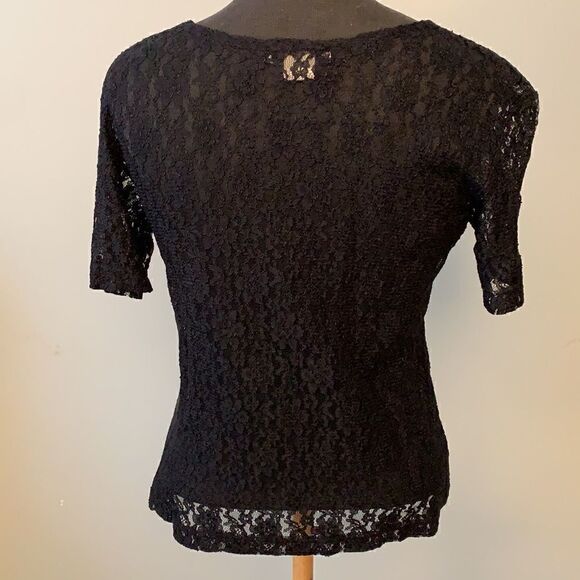 Black Floral Lace Shirt  - Picture 5 of 7